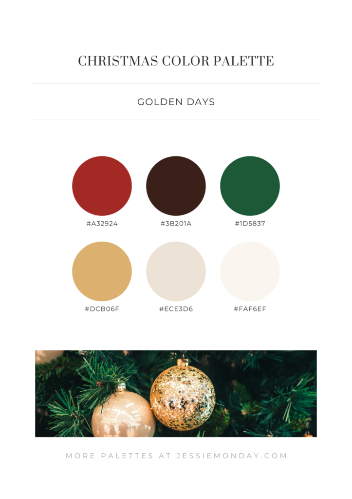 christmas color palette with gold